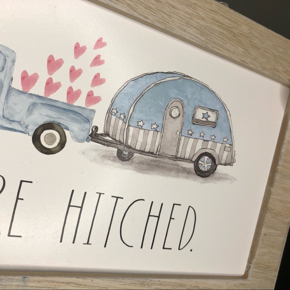 Rae Dunn WE'RE HITCHED Wooden Plaque. - Picture 5 of 7